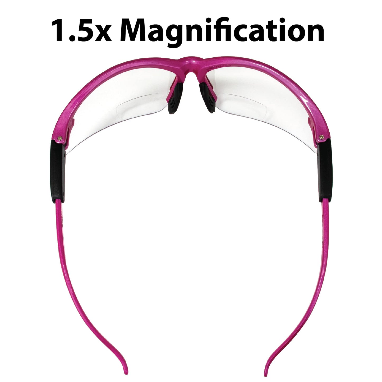 Global Vision Cougar Womens Safety Glasses Hot Pink Frame w/Clear 1.5 Bifocal Lens