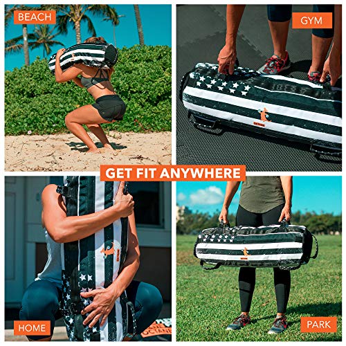 Adjustable Fitness Sandbags - 75lb Home Workout Set with Filler Bags & Exercise Poster