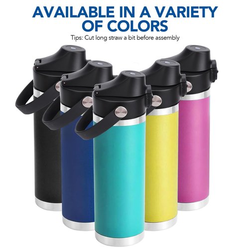 POYAKU Auto Spout Lid for Yeti Rambler 12/18/26/36/46/64 Oz Chug Cap Replacement with Soft Handle for RTIC | Leakproof | BPA Free | Dishwasher Safe (Aotu Spout Lid, Black&Navy)
