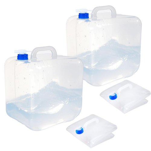 Cosell Collapsible Water Container with Spigot & Hook, BPA Free Water Jug, Foldable Carrier Bucket, Water Storage Container for Camping Hiking Survival Kit, 2-Pack (10L/2.6 Gallon)