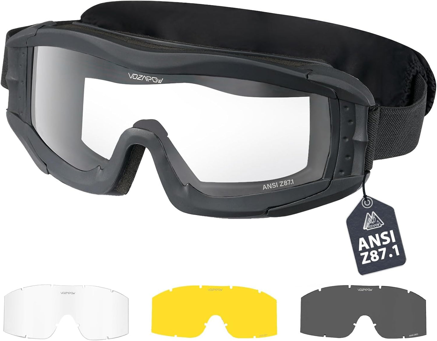 Skiennix Airsoft Goggles - Anti-Fog, ANSI Z87.1 Certified, Impact Resistant Tactical Shooting Glasses