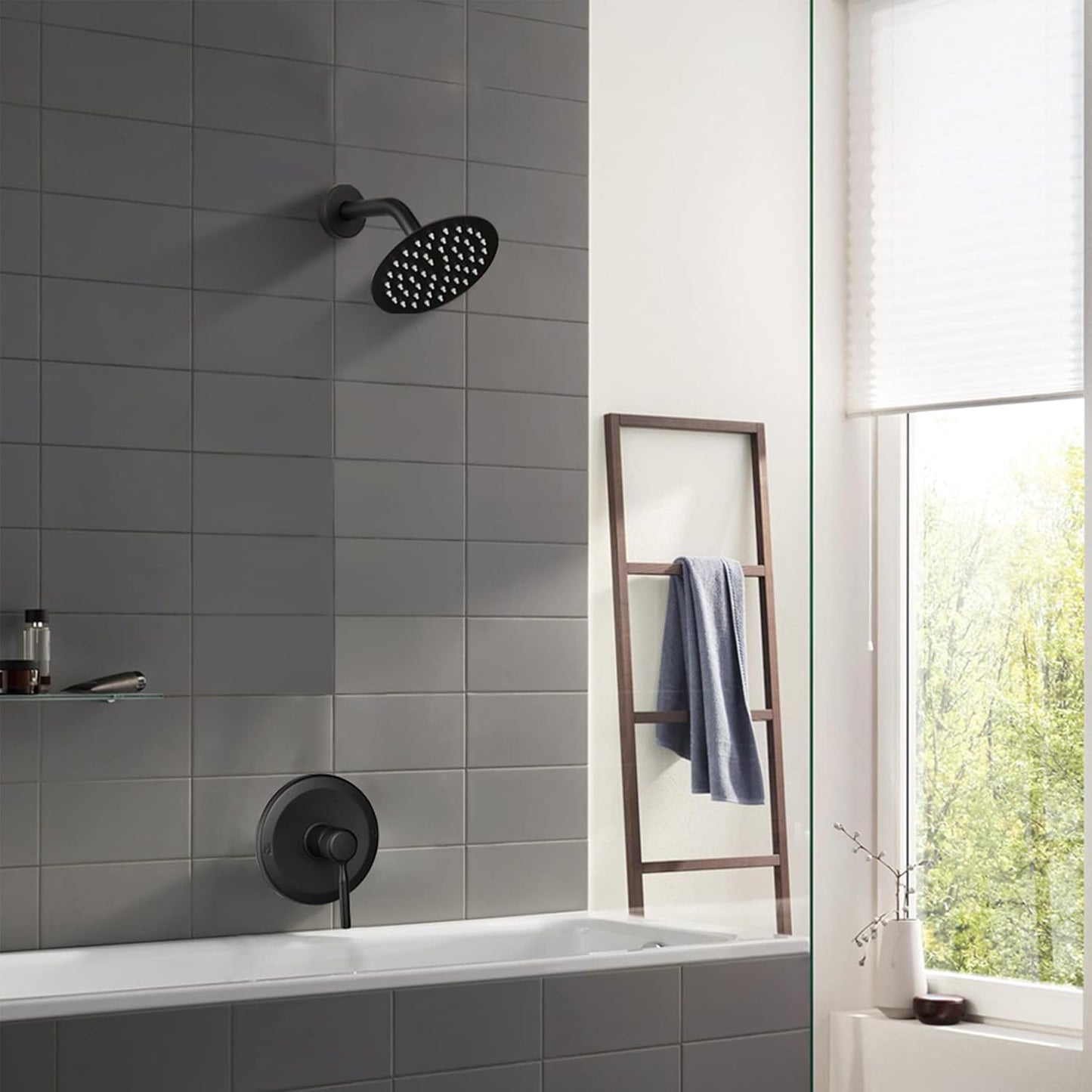 High Pressure 6-Inch Rain Shower Head & Faucet Set with Valve - Modern Bathroom Fixtures