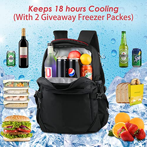 OUTXE Black 22L Insulated Cooler Backpack with Laptop Sleeve for Work & Day Trips