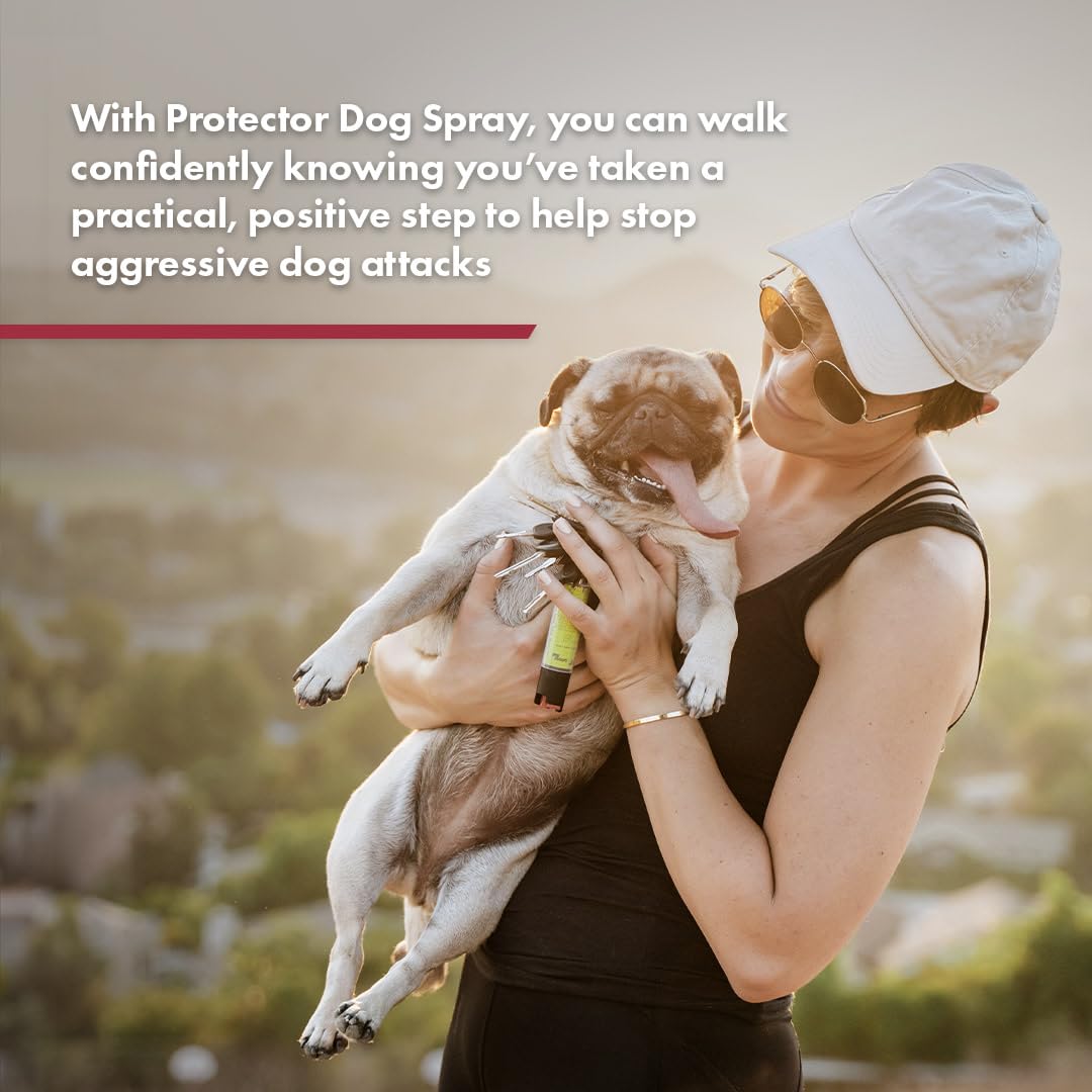 SABRE RED SABRE Protector Dog Spray with Key Ring, 14 Bursts, 12-Foot (4-Meter) Range, Humane Dog Attack Deterrent, Maximum Strength Allowed By EPA
