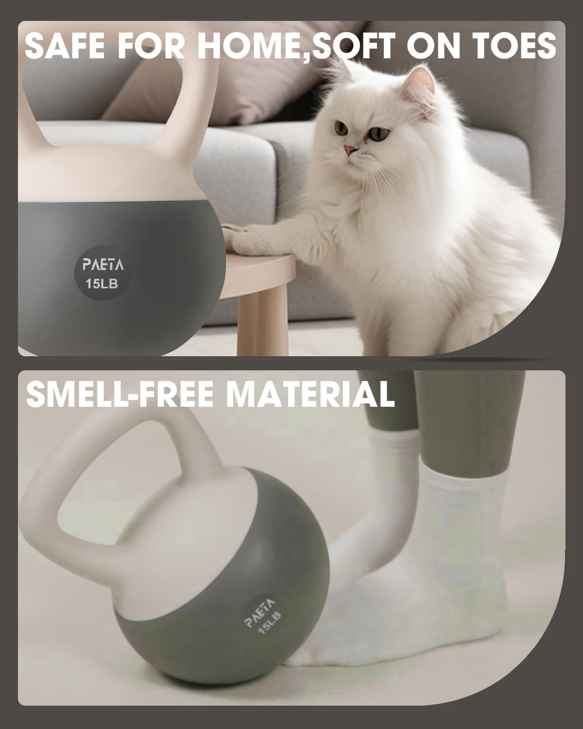 PAETA Soft Kettlebell - Anti-Slip Grip & Wide Handle Design for Home Fitness | 10lbs, 15lbs, 21lbs