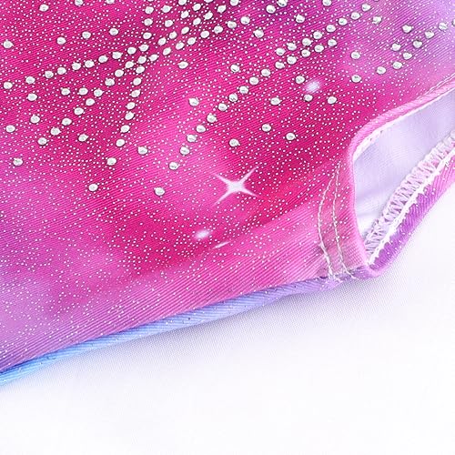 Girls' Sleeveless Sparkly Leotard - Red & Blue (5-6 Years)