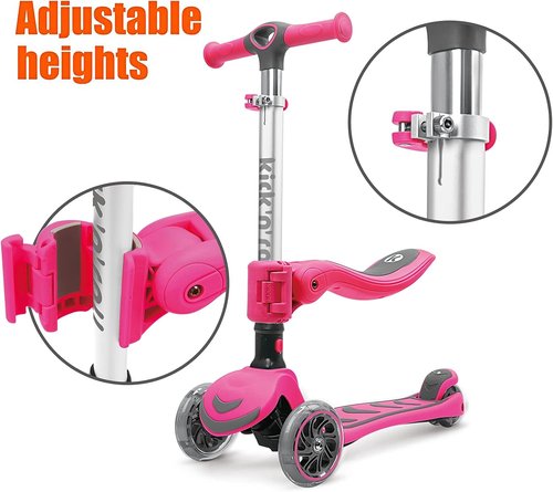 Kicknroll 3-Wheel Scooter for Kids 3-12 | Light-Up Wheels, Adjustable Height, Extra Wide Deck (110 lbs Max)