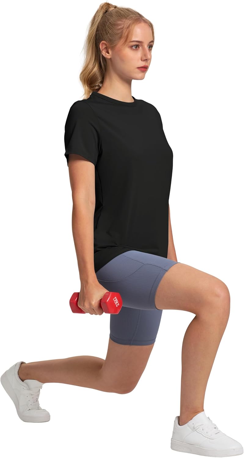 OFEEFAN Workout Tops for Women - UPF 50+ Quick-Dry Breathable Loose Fit Yoga & Gym Tee