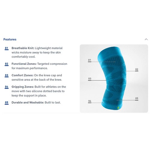 Bauerfeind Sports Compression Knee Support - Knee Sleeve for Relief and Support - Seamless Compression for better Performance - Lightweight & Durable - Black, Medium