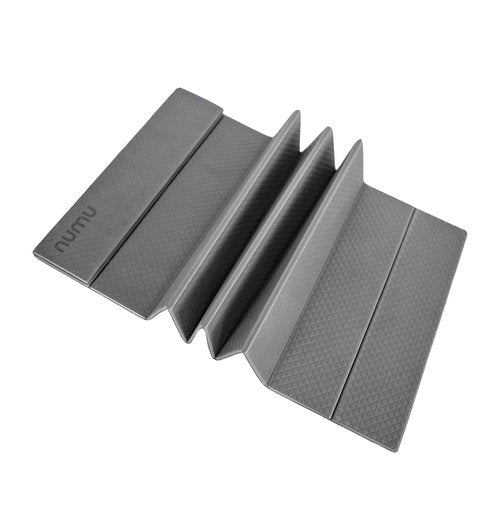 Numu Foldable Yoga Mat with Yoga Carrying Strap - Nonslip, Lightweight, and Portable 1/4” Inch Thick Workout Exercise Mat - Perfect for Easy Storage and Travel (Dark Gray)