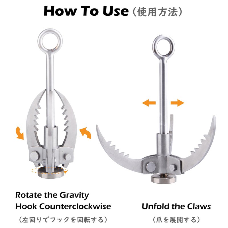 TRIWONDER Grappling Hook Gravity Rock Climbing Hooks Folding Claws Stainless Steel Anchor for Climbing, Hiking, Tree Limb Removal (Silver - 3 Claws)
