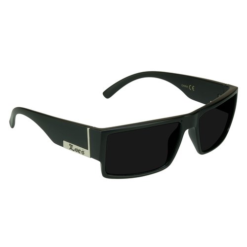 Locs Super Dark Sunglasses Mens Black Wrap Around Lowrider Gangster Cholo Vintage Flat Top (Deville Matte - Fits Med - Lg, Grey)