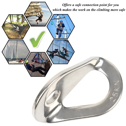 25KN Climbing Bolt Hanger - Stainless Steel Rock Climbing Anchor Bolt Outdoor Gear Rescue Hammock Installation, Fits for 10mm Bolt, 2PCS