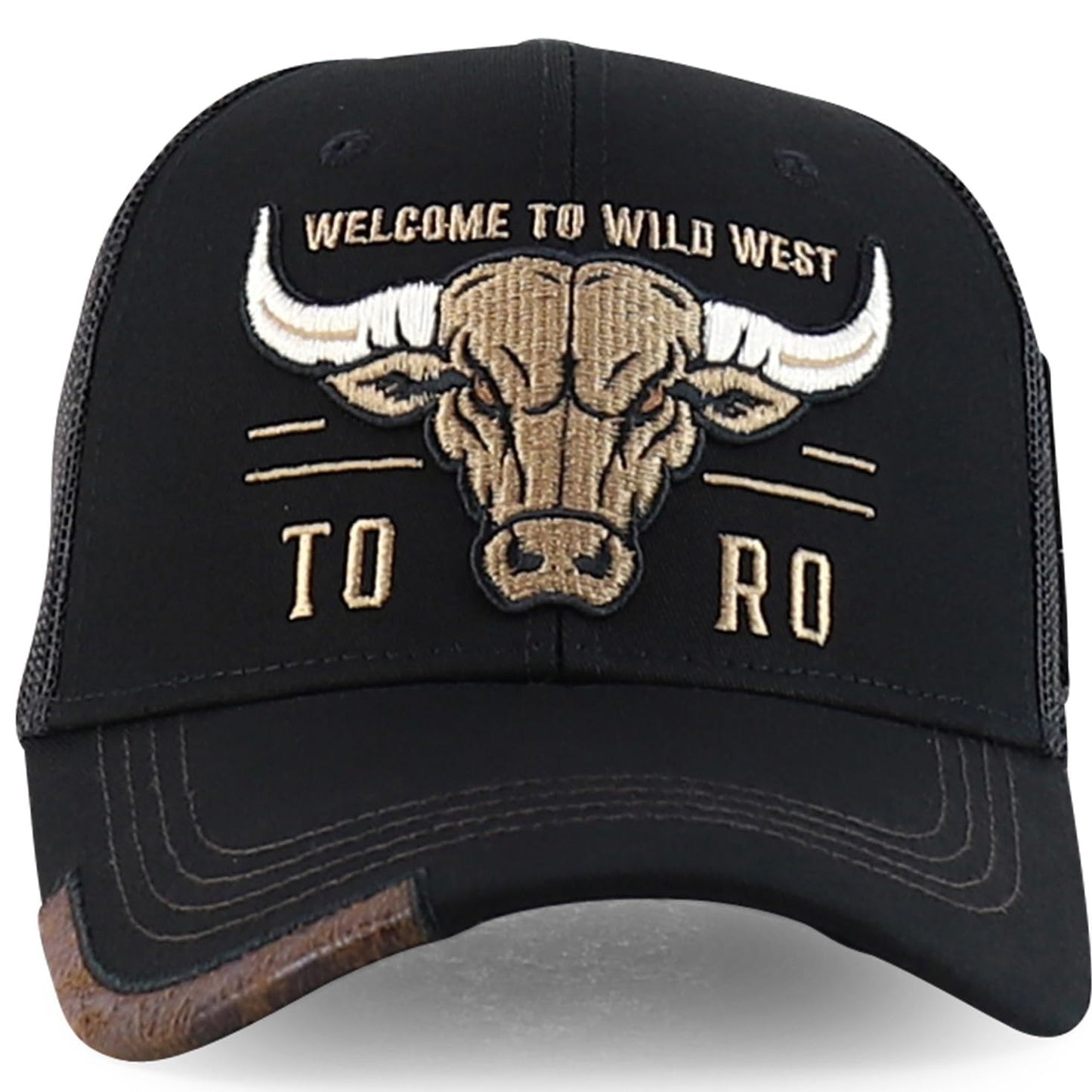 Trendy Apparel Shop Bull Embroidered Western Snapback Trucker Cap - Black Black 2