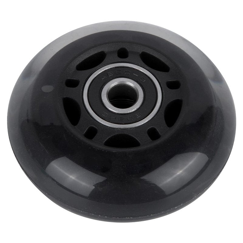 AOWESM 64mm Inline Skate Wheels 82a w/Bearings ABEC-9 for Rollerblade, Pelican Storm Case, Roller Board Bag, Carry-on Luggage Suitcase, Water Rower Seat, Steady Rest Wood Lathe, etc (4 Pack) (Black)