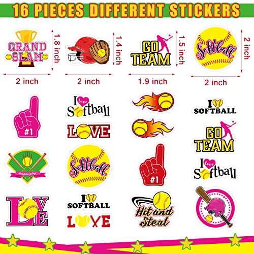 240 Pcs Softball Stickers - Fun Quotes & Decals for Helmets, Bottles, Cars