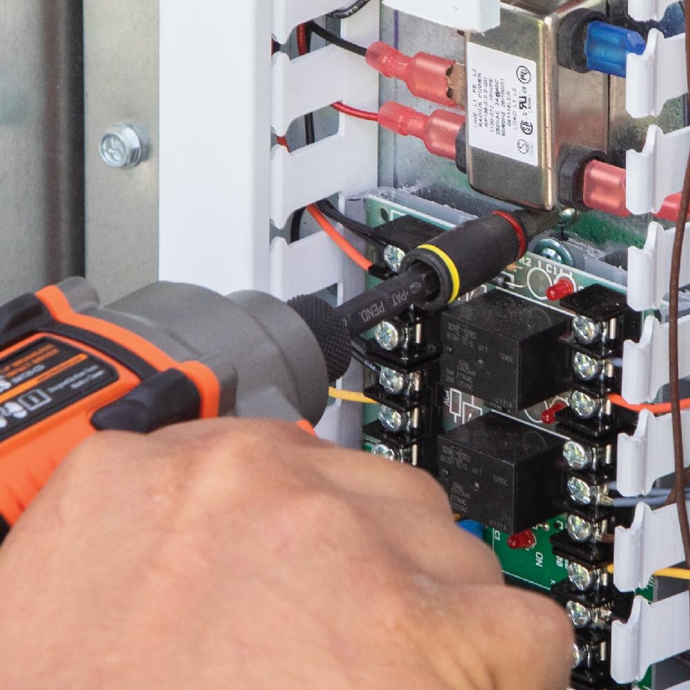 Klein Tools 32308F Impact Driver Set, 10-in-1 Stubby Screwdriver Driver Set, Hex Flip Socket, 7 Bits, 1/4-Inch Bit Holding Feature, 10-Piece