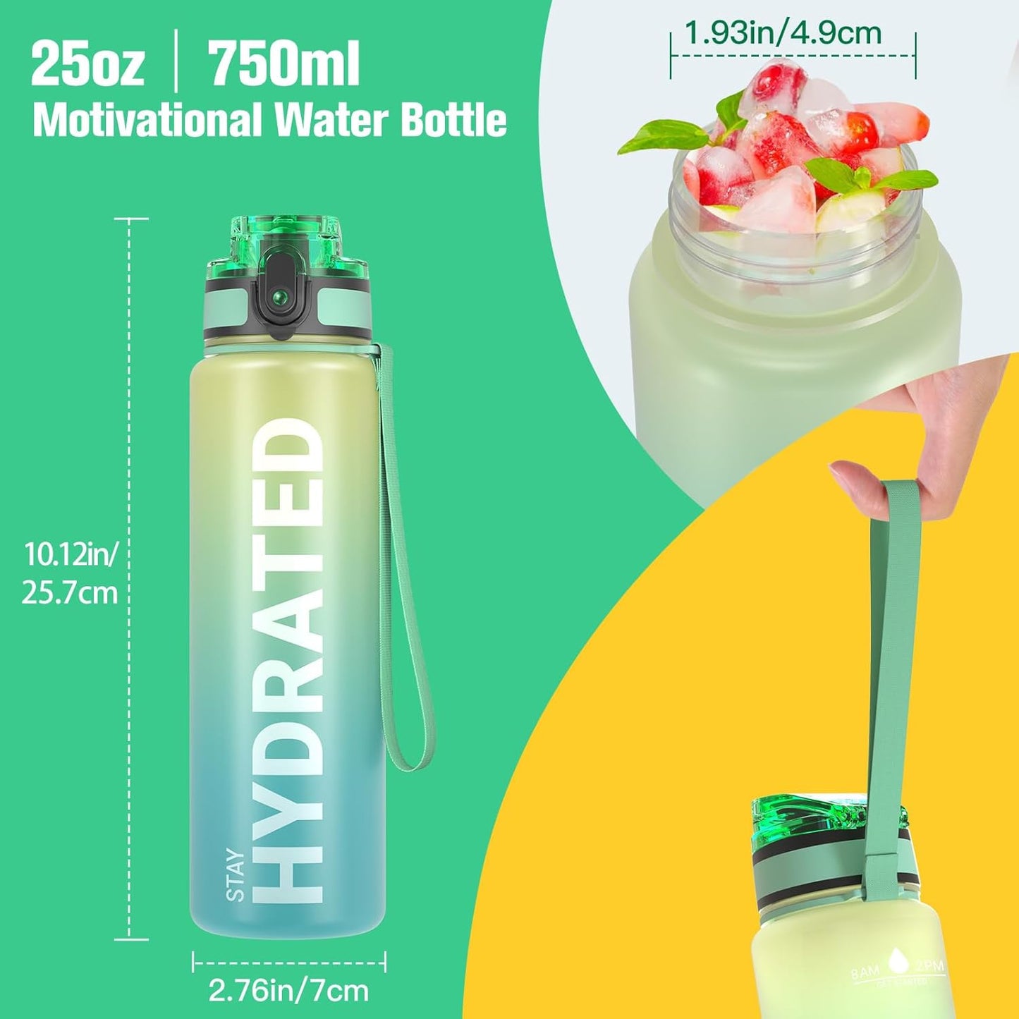 Sahara Sailor Water Bottle - Durable & Leakproof Tritan Design | Motivational Time Marker, BPA Free, 32oz