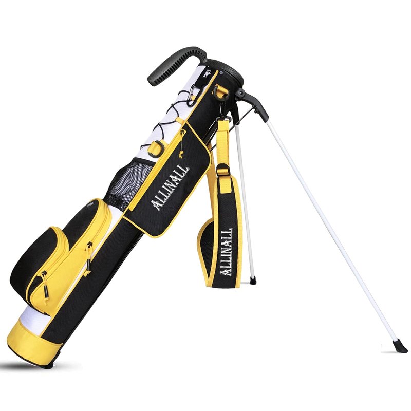 AZSJNAZ Sunday Golf Lightweight Stand Carry Bag with Padded Strap, Pitch &Putt, Practice Driving Range Par 3 & Executive Courses for Men & Women–31.5 inches Tall (Black Yellow White)