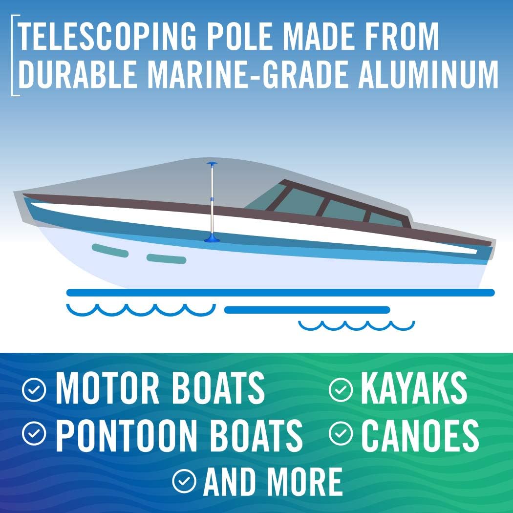 Better Boat Boat Cover Support Poles - Adjustable Twist Lock with Snap & Mushroom Tops | Marine Grade Aluminum, 2 Pack
