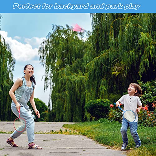 Kids Badminton Set with Rackets & Shuttlecocks - Blue & Pink