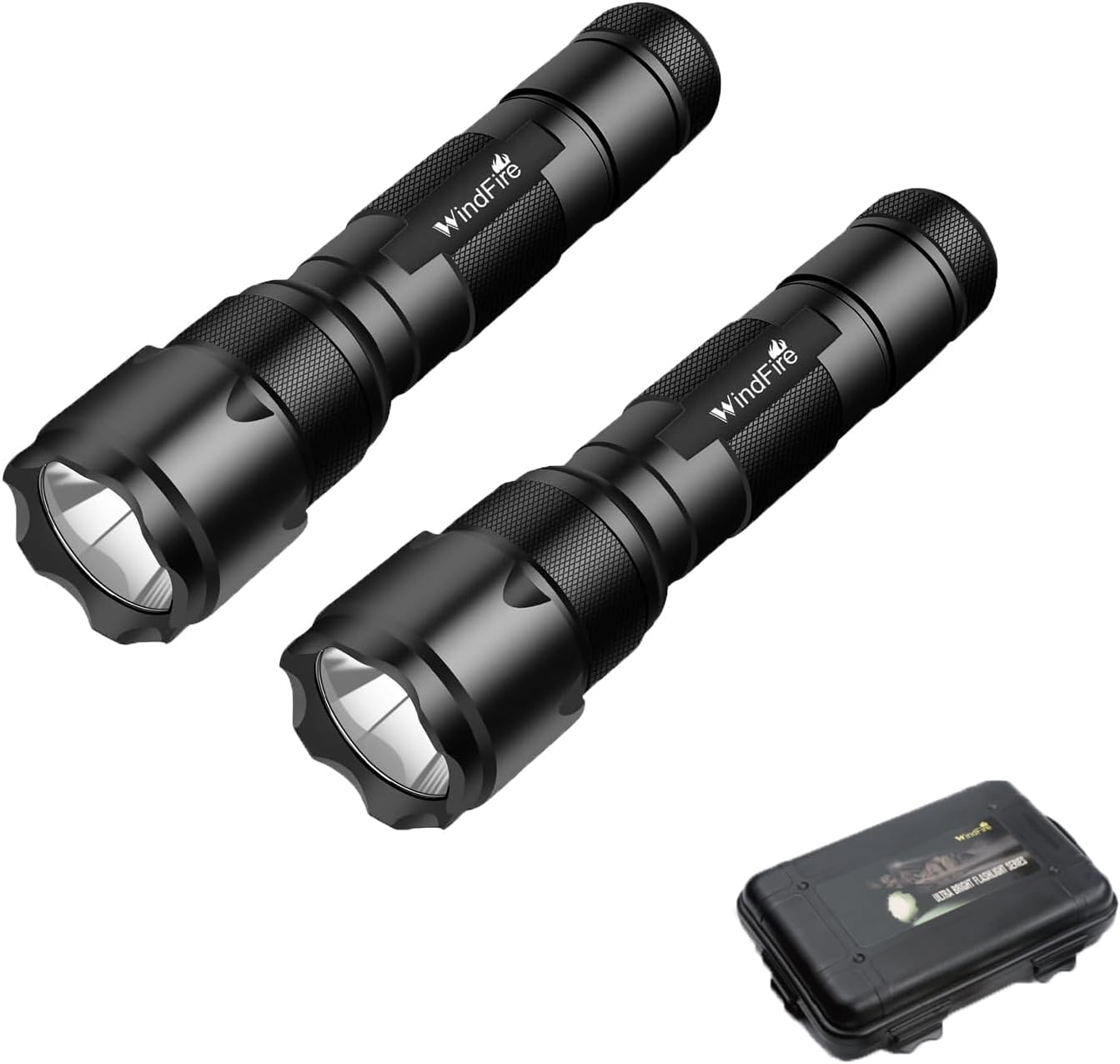 WINDFRIE LED Tactical Flashlights - 2 Pack Bright EDC Emergency Lights | Water-Resistant Handheld Design