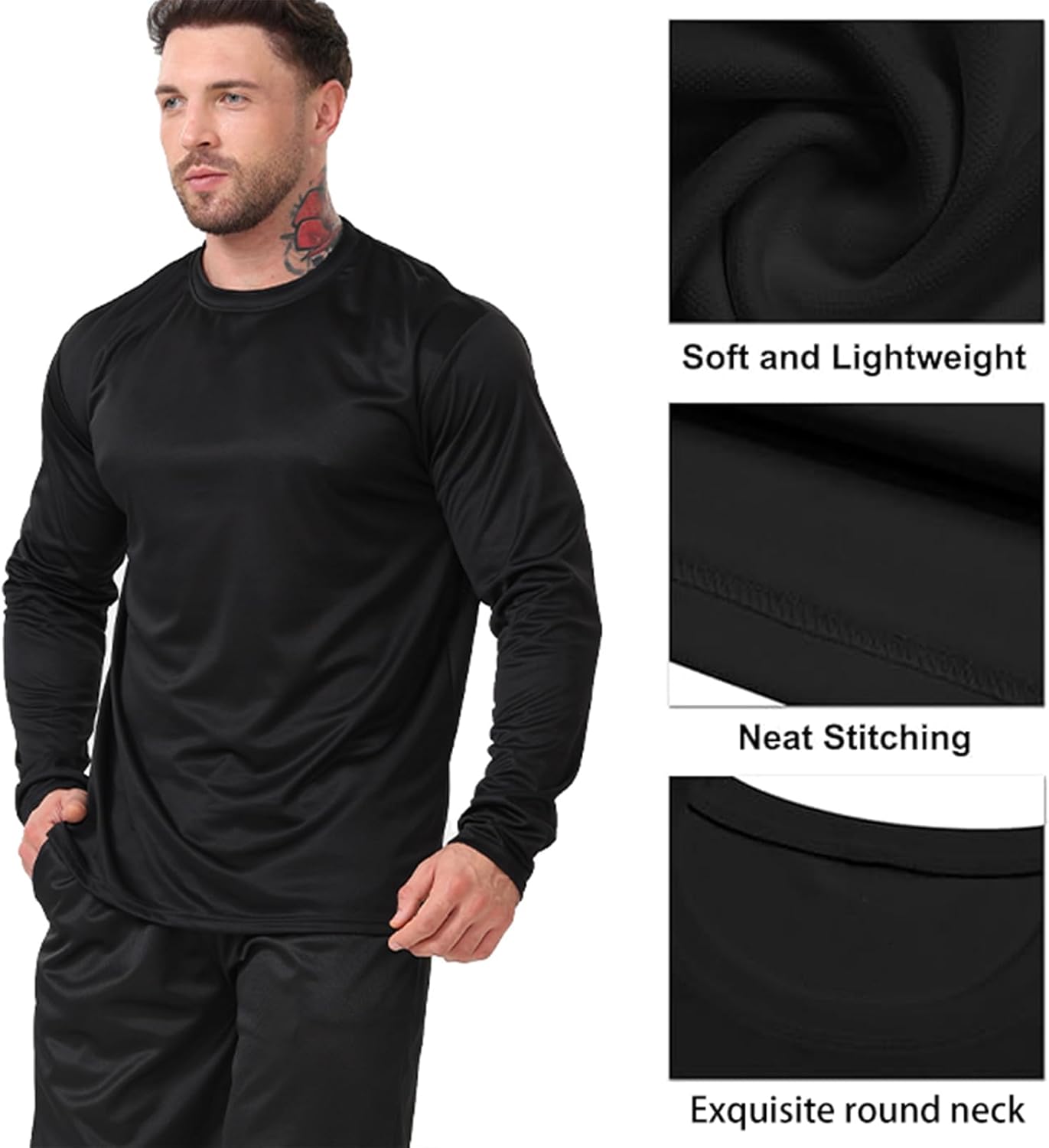 Skiennix 10-Pack Long Sleeve T-Shirts for Men - Quick Dry Workout Tees in Various Colors