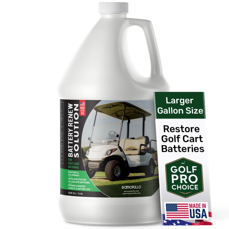 Battery Renew Solution for Golf Cart Batteries - 1 Gallon - Lead Acid Desulfator Refill - Treats Up to 6 Batteries - Refurbish, Repair & Restore Any 6 Volt, 8 Volt or 12 Volt - Made in USA - Non-Toxic