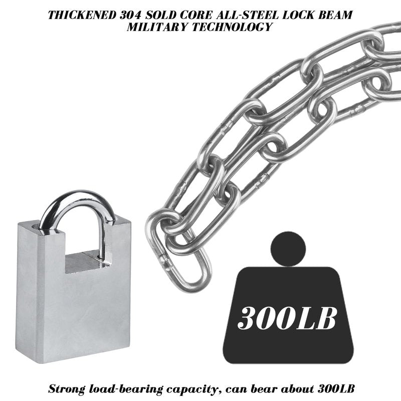 1 pcs Bike Chain Lock, Security Chain Lock, Premium Case-Hardened Safety Chain Bicycle Chain Lock for Bike Motorcycle Generator Gate Outdoor Furniture, Cannot Be Cut with Bolt Cutters & Hand Tool