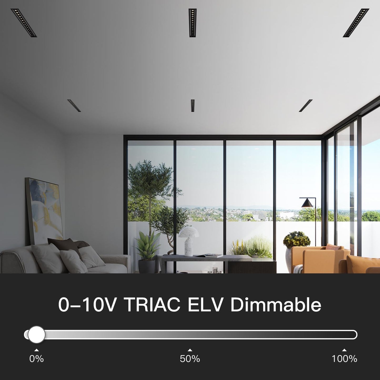 HKKQ 20W Recessed Linear LED Lighting, 3000K 1200LM Spotlightwith Beam Angle Adjustable, Downlight Indoor with TRIAC/ELV/0-10V Dimable ETL Driver in Junction Box (Ra95/36°/Black with Trim)