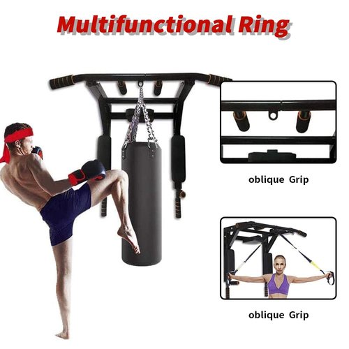 ptlsy Wall Mounted Pull Up Bar Multifunctional Chin Up Bar Dip Station for Home Gym Indoor Workout, Fitness Equipment, Dip Stand Supports to 440 Lbs