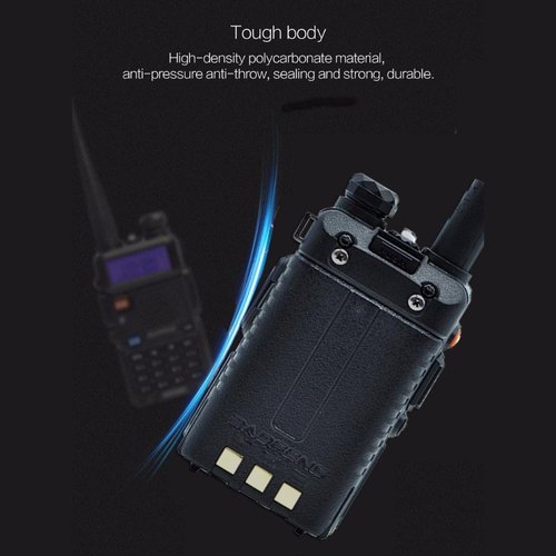 [5 Packs] Baofeng UV-5R Two Way Radio Dual Band 144-148/420-450Mhz Walkie Talkie with 1800mAh Li-ion Battery, Programming Cable, Headset, Belt Clip, Hand Strap, Desktop Charger (Black)