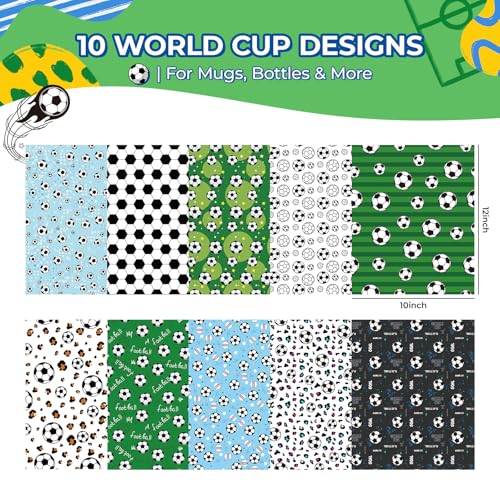 Soccer Ball Permanent Adhesive Vinyl Sheets, 10-Pack 12x10 in