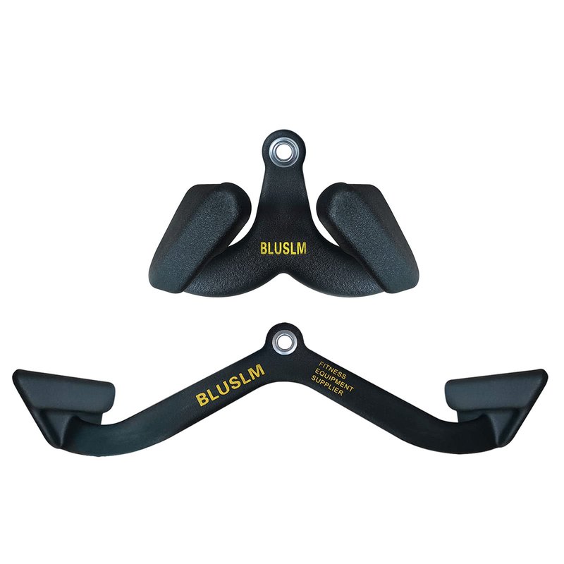 BLUSLM LAT Pull Down Bar for Cable Machine, LAT Pulldown Attachments T-bar V-bar Cable Attachment for Gym, Back Tricep Strength Training Handle (2 Pieces)