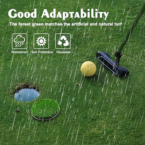 Golf Hole Cup Covers 2 Pack for Putting Green Protection Stainless Steel & Lawn Design