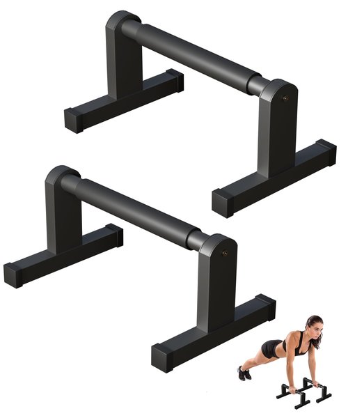 Fiwithy Push Up Bars, Heavy Duty Parallettes Dip Bar with Non-slip Grips for Calisthenics Planche L Sit Handstand Fitness Floor Workout, Pushup Station Handles Stand for Gym Strength Training, Black
