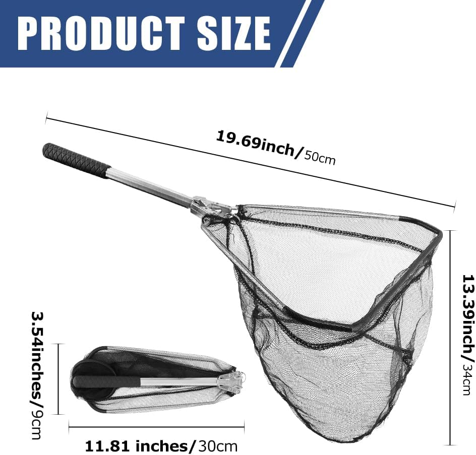 Skiennix Fishing Net - Collapsible Telescopic Handle with Durable Nylon Mesh - Small Size for Freshwater & Saltwater