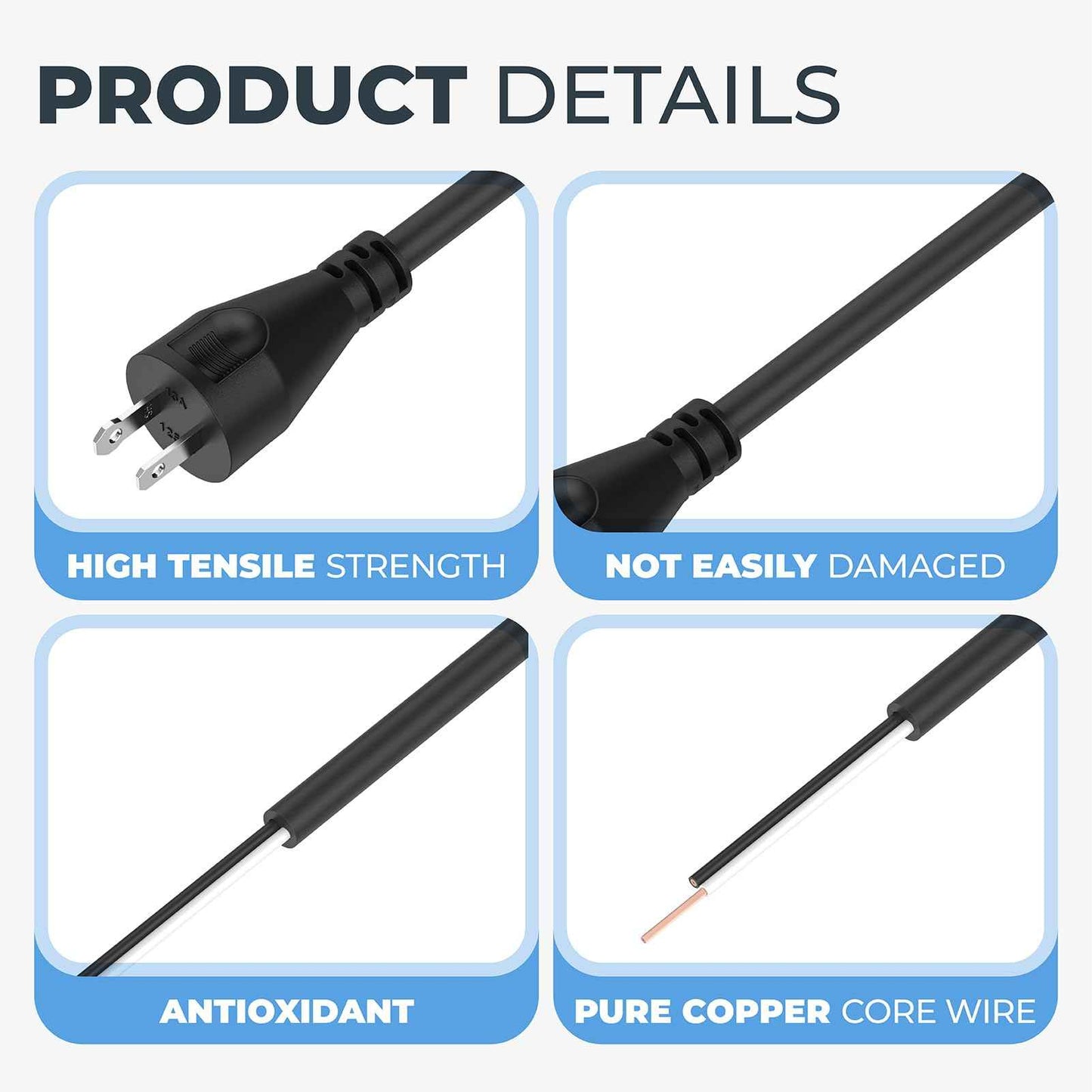 33007898 Power Cord compatible with DEWALT Miter Saw, Circular Saw, Polisher, Sander, Small Table Saw, 10ft 16 Gauge 2 Wire Power Cord for DW704 DW708 DW360 DW364 DWP849X DWP849 DW421