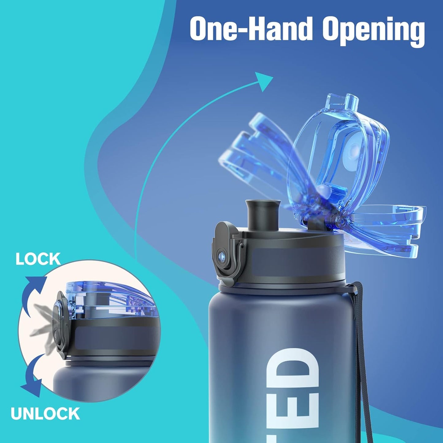 Sahara Sailor Water Bottle - Durable, Leakproof Tritan Design with Time Marker | 32/25/17oz Options
