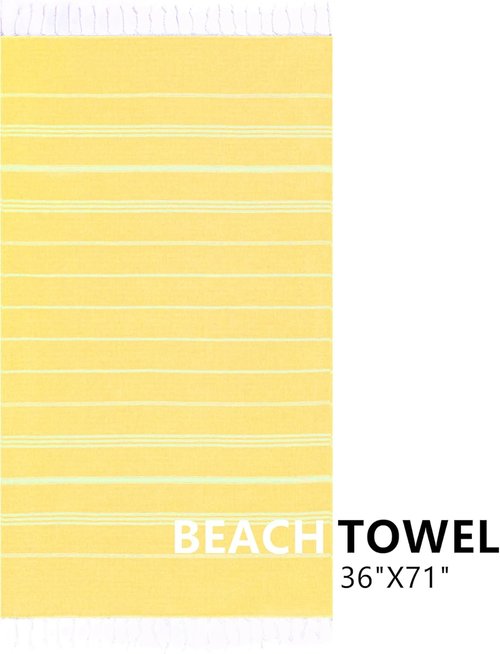 Aegero Turkish Beach Towel - Quick Dry, Sand-Free Oversized 36"x71" Pool & Travel Essential - Yellow