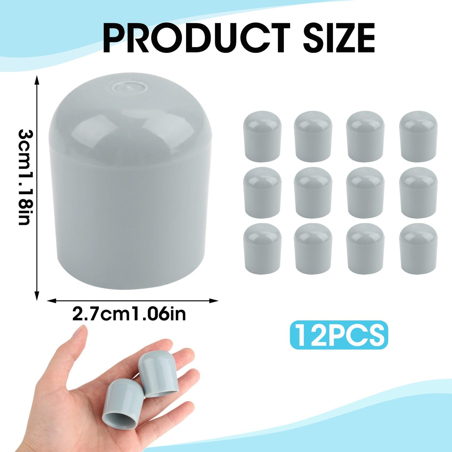 Folding Chair Leg Caps,Rubber Chair Leg Caps 7/8 Inch Heavy Duty Chair Caps for Legs Glides Round Rubber Feet for Furniture,Hardwood Floors Metal and Padded Folding Chairs Legs Caps Gray 12Pcs