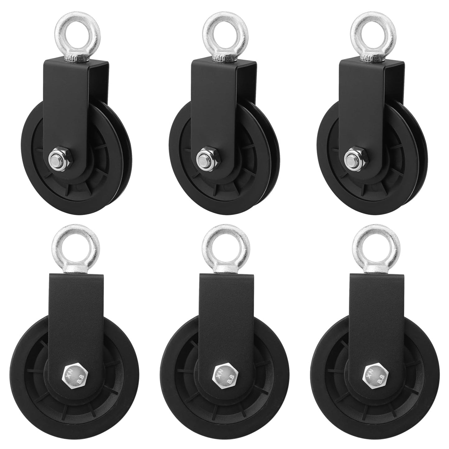 Biugaaufai 6 Pack 3.54 Inch Gym Cable Pulley, Heavy Duty 90 mm Gym Equipment Pulley, 360 Degree Rotation, Gym Cable Pulley, Ideal for Home Gym, Clothesline and DIY Project