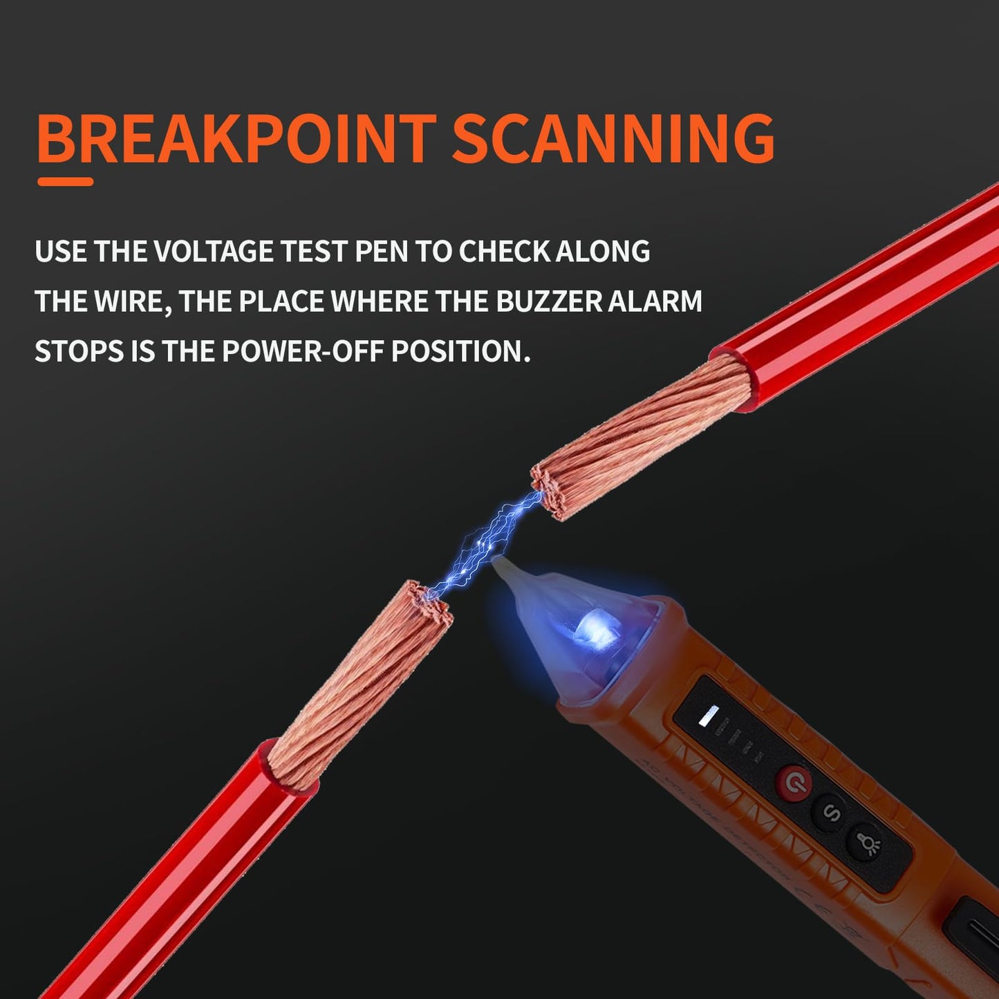 2 Pack Non-Contact Voltage Detector, Voltage Tester Electrical Tester, AC 12V/48V/70V-1000V, Wire Tester with Buzzer Alarm and Flashlight, Wire Breakpoint Finder, Orange & Red