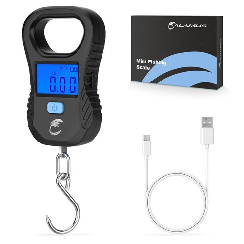 Calamus Rechargeable Digital Fish Scale - 55lb Capacity, High Accuracy, Backlight LCD Display | Perfect Fishing Gift for Men