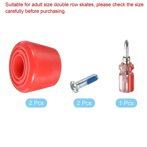 PATIKIL Roller Skate Toe Stops with Screwdriver, 1 Pair 82A Rubber Brake Stoppers Block for Roller Skate Accessories Replacement, Red