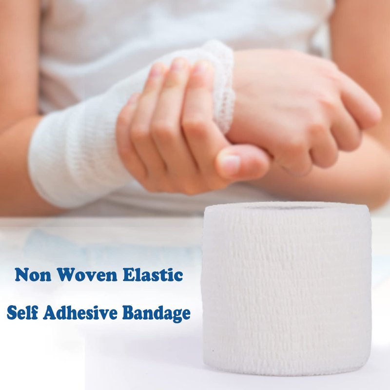24 Pack White Self Adhesive Bandage, 2 Inch Medical Wrap Self Adherent Wrap Cohesive Bandage Rolls Self Stick Bandage Tape First Aid Gauze for Sports, Leg, Knee, Ankle, Swelling, Wrist Sprains