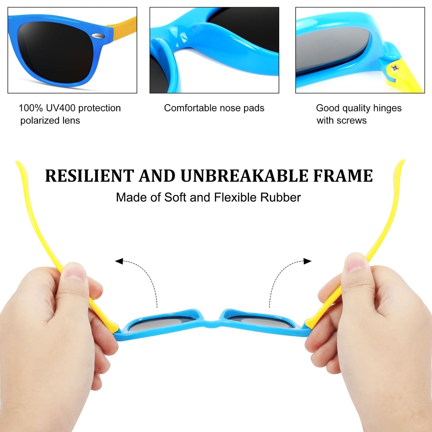 BEALER Kids Polarized Sunglasses for Girls Boys UV Protection Sun Glasses Flexible Rubber TPEE Shades for Children Age 3-9