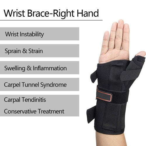 kefit Wrist Brace with Thumb Spica Splint Right Hand, Thumb Brace Stabilizer for De Quervain's Tenosynovitis, Arthritis, Sprains, Carpal Tunnel Pain, Medium