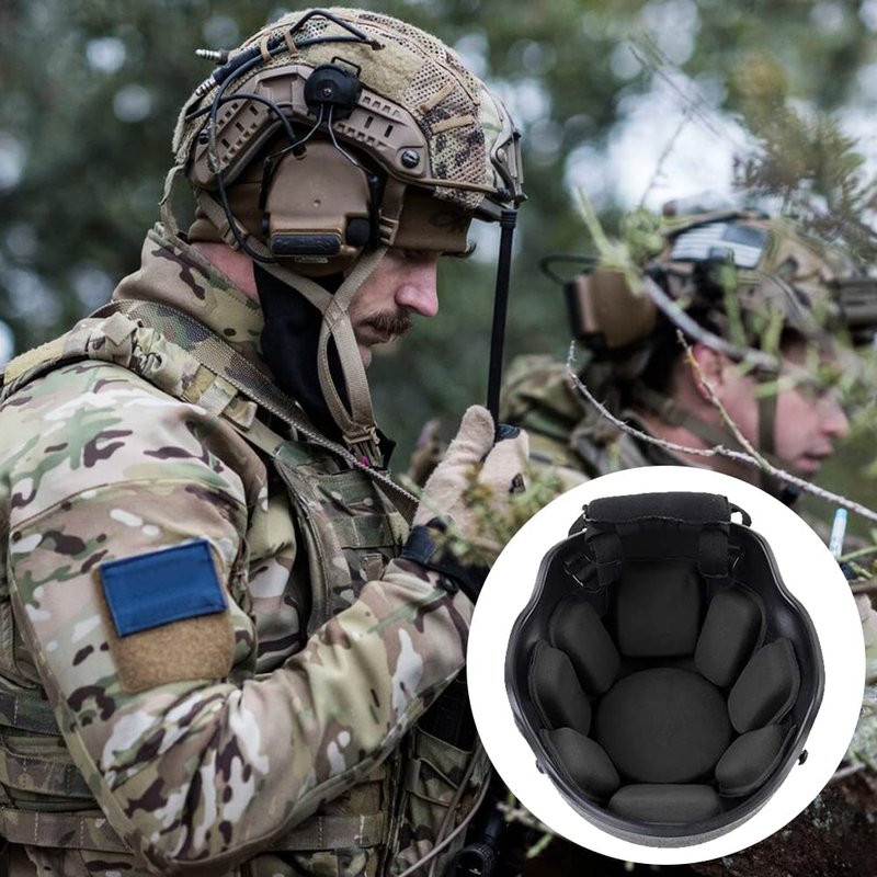Aoutacc Universal Airsoft Helmet Pads, Helmet Replacement Foam Padding Kits Set Accessories Mats for Fast-Style/Mich/ACH/PASGT Helmet (Black-2 Sets)