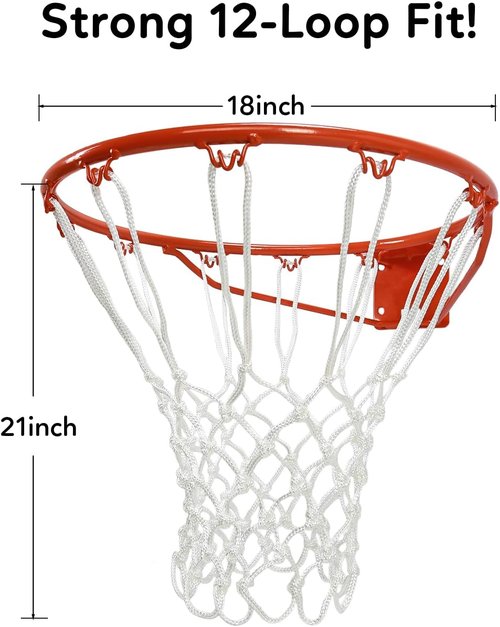 Heavy Duty Basketball Net by [Brand Name] - All-Weather, Anti-Whip Design | 7.16 Oz, 12 Loops for Outdoor Use